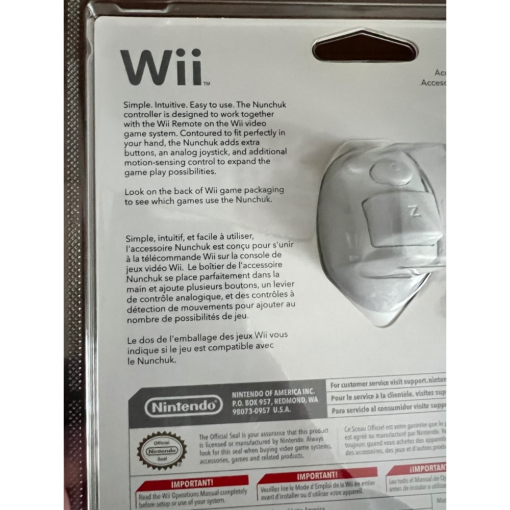 NWT Nintendo Wii NunchuK Accessory RVL-A-FW-USZ White Authentic 2 Pack - Picture 7 of 8